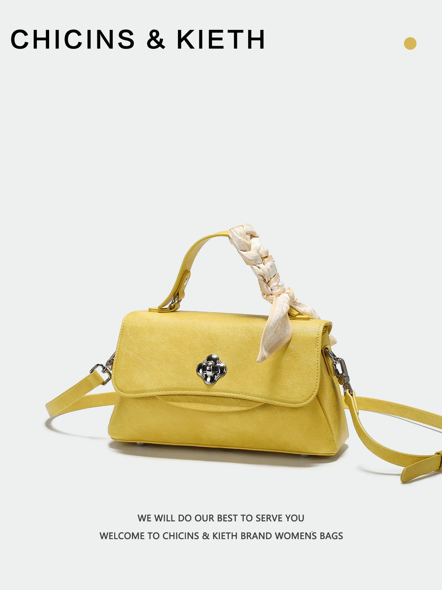 

Luxury and Unique Handbag with High Quality Leather and Beautiful Scarves Decoration 2026 Women's Versatile Single Shoulder Bag