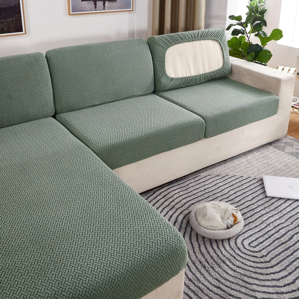 Dicker Jacquard-Sitzkissenbezug für Sofas, Möbelschutz, Couchbezüge für Sofas, staubdicht, abnehmbarer Sitzbezug für Kinder und Haustiere – Detail 4