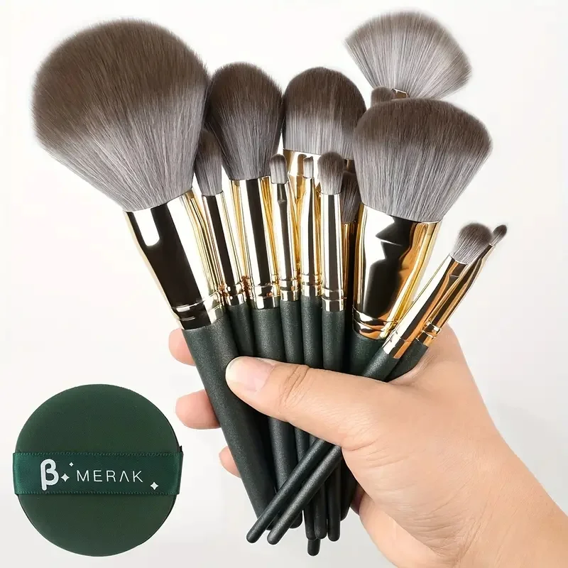 14-Piece Makeup Brush Set with Round Sponge | Travel-Friendly Professional Kit | Perfect Back-to-School Gift & Beauty Essential