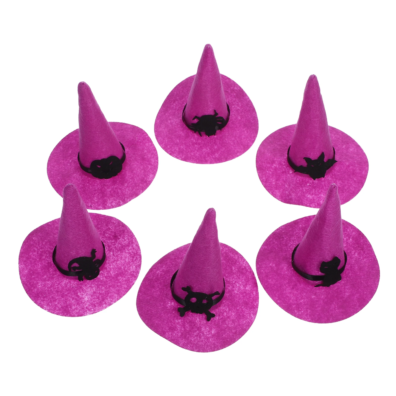 

6pcs Halloween Witch Hats Felt Diy Decorations Reusable Party Supplies Costume Accessories Family Friends Craft Comfortable