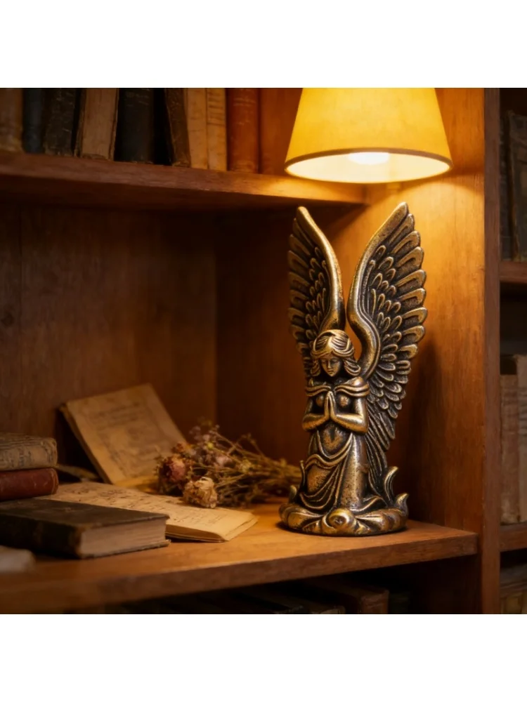 Figurine d'ange gardien en Bronze artisanal, breloque porte-bonheur rétro faite à la main, cadeau Premium pour mariage, pendaison de crémaillère, décoration de maison