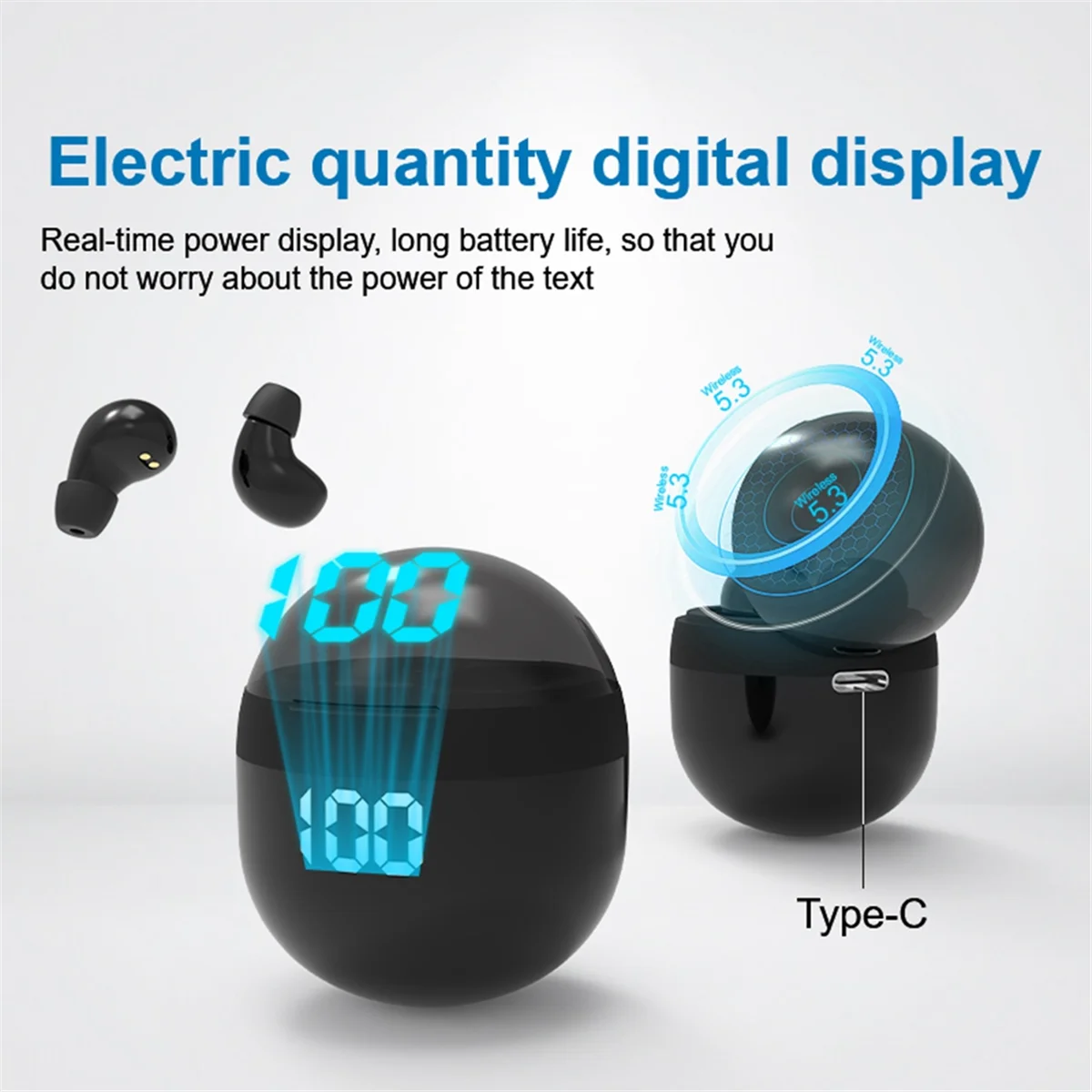 ABGN Wireless Bluetooth Earphones Heavy Bass Sleep Headphones with Mic Sports Earbuds Noise Reduction Headset for Smartphone