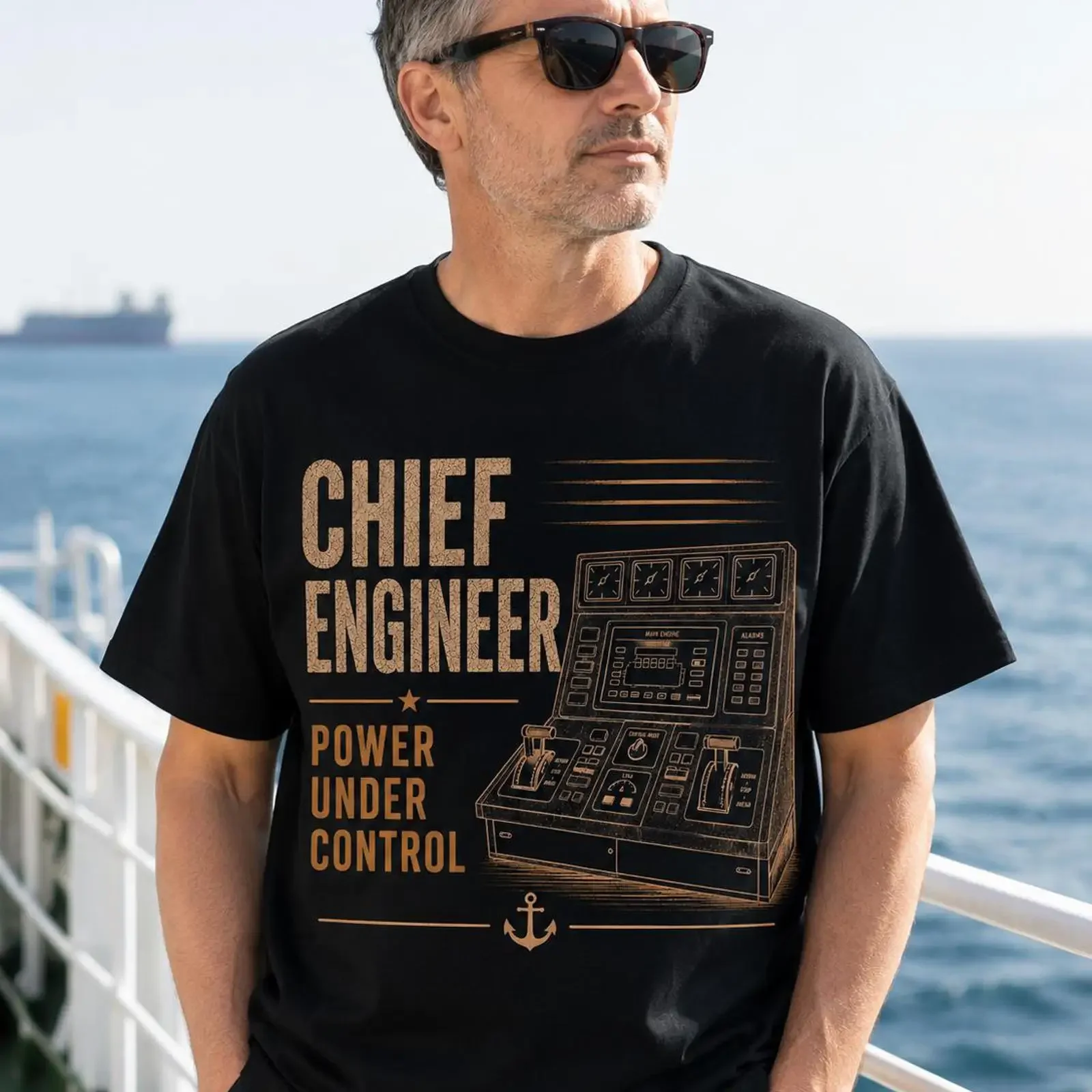 Chief Engineer T Shirt Marine Engine Room Crew Maritime Officer  vintage Washed designer clothes streetwear Slightly