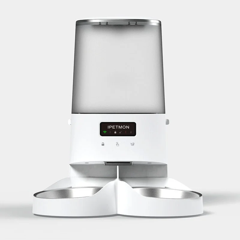 

Automatic Smart Pet Feeder With Double Basins 4L Solid Pattern Wifi Bowls For Cat Dog Feeding Charging Power Source For Camping