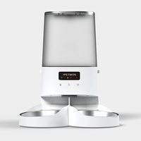 Automatic Smart Pet Feeder With Double Basins 4L Solid Pattern Wifi Bowls For Cat Dog Feeding Charging Power Source For Camping