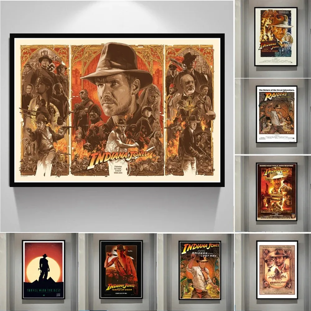 Classic Movie Indiana Jones Vintage Wall Art Poster Prints Canvas Painting Picture for Decor Living Room Bedroom Home Unframe