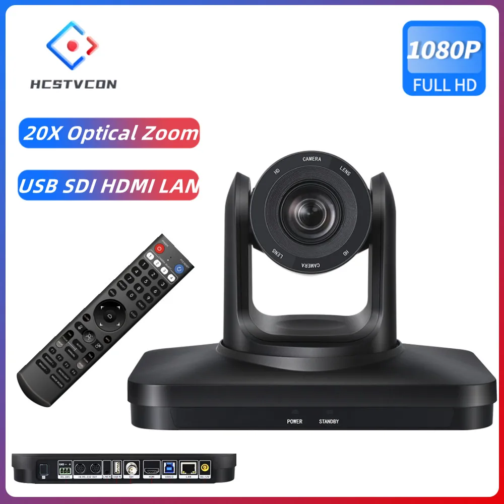 1080P 60fps Conference Camera 20X Optical Zoom USB3.0 3G-SDI HDMI LAN for Church School Youtube Live Broadcast