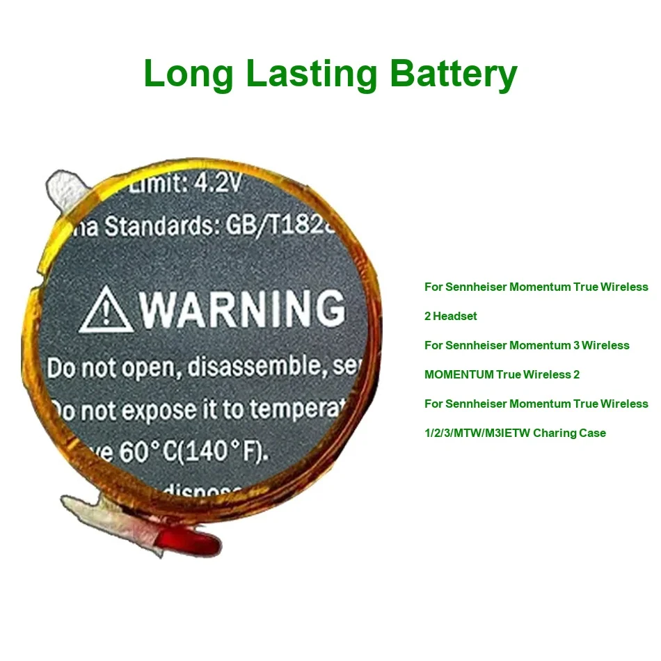 

Battery Safe 200-1050mAh For Sennheiser Momentum 3 True Wireless 1 3 2 3 Headset