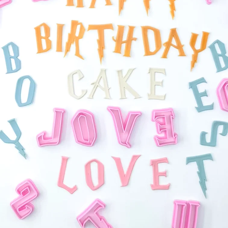 1.5inch Love Baby Girl Happy Birthday Letters Cookie Cutter Alphabet Stamp Set Plastic Embossing Baking Create Cake Decorating