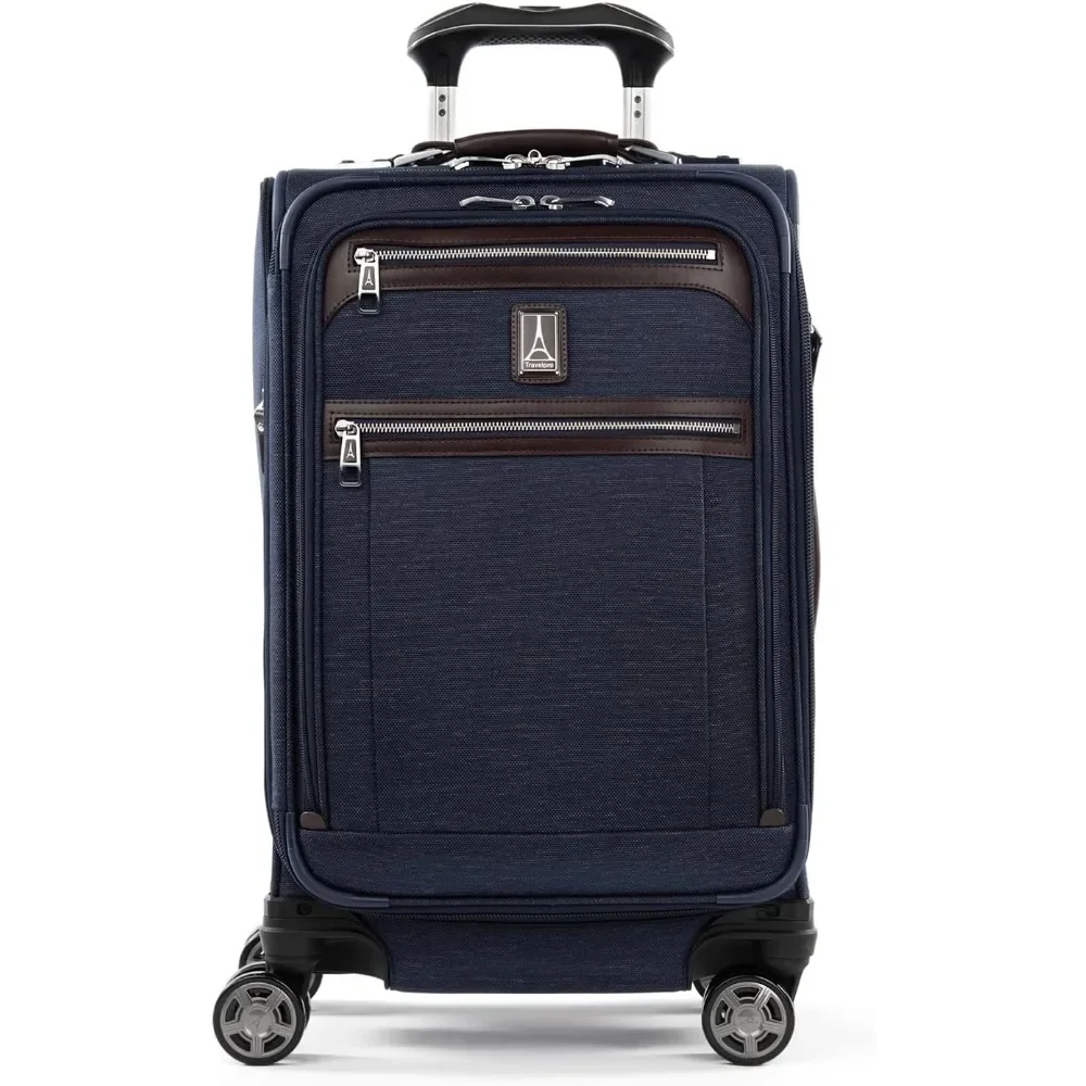 

Platinum Elite Softside Expandable Carry on Luggage, 8 Wheel Spinner Suitcase, USB Port, Suiter, Men and Women, True Navy Blue