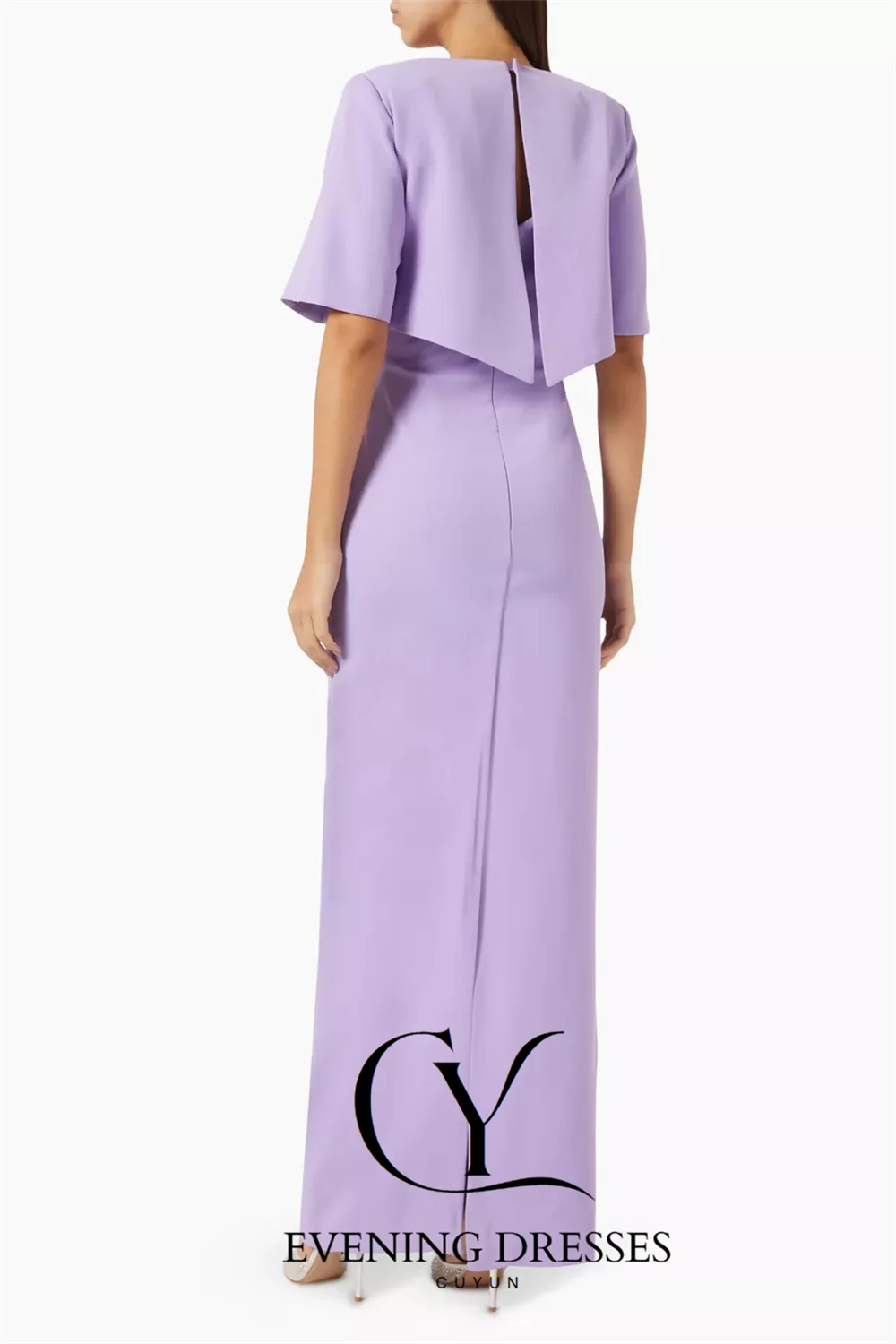 CUYUN 2025 فساتين سهرة لافندر بأكمام قصيرة مخصصة فساتين رسمية مستقيمة فساتين حفلات نسائية عصرية للولائم