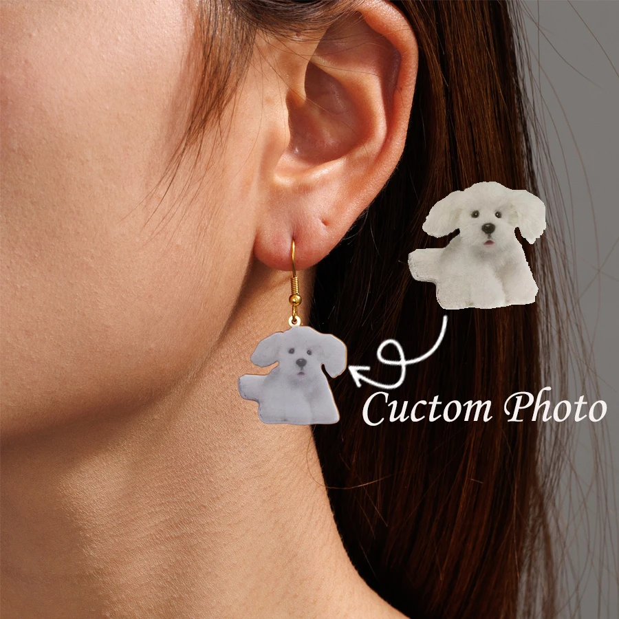 

Acheerup Personalized UV Print Colorful Photo Drop Earrings for Women Stainless Steel Custom Pet Picture Earrings Jewelry Gifts