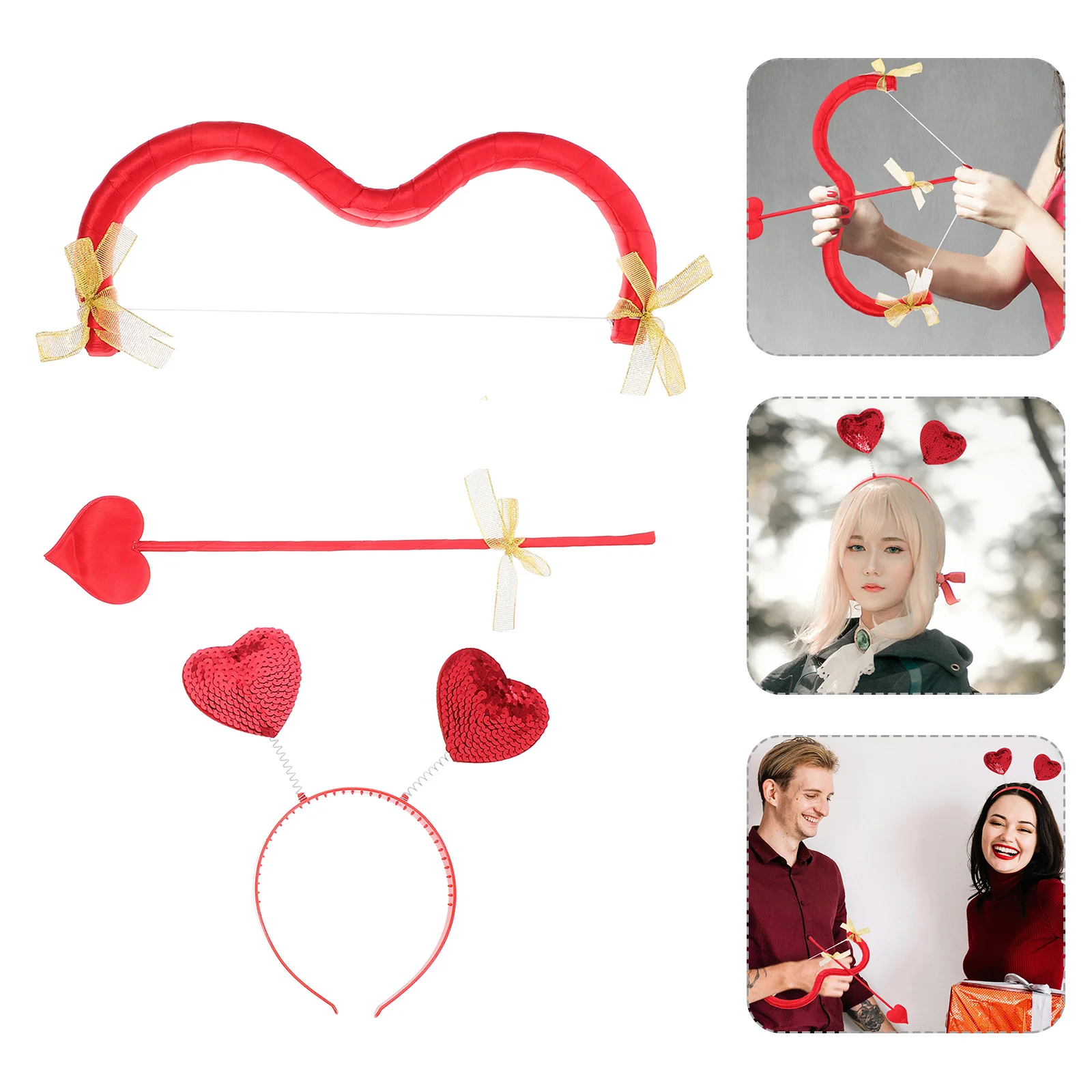 

Cupid Bow Arrow Headband Set Valentine Costume Props Cosplay Accessories Exquisite Dance Party Supplies Cupid Arrow Bow