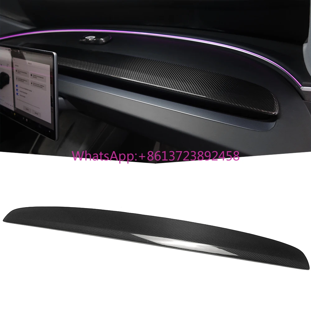 

For Tesla Model 3 Highland 2023+ Dashboard Upper Cover Replacement Real Dry Carbon Fiber Accessories Interior Trim