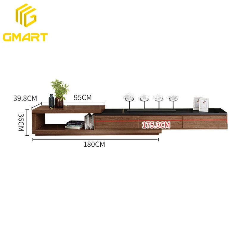 Gmart Home Furniture Small Apartment Light Luxury Entertainment Center Wooden Tea Table And Tv Cabinet Combination With Drawer