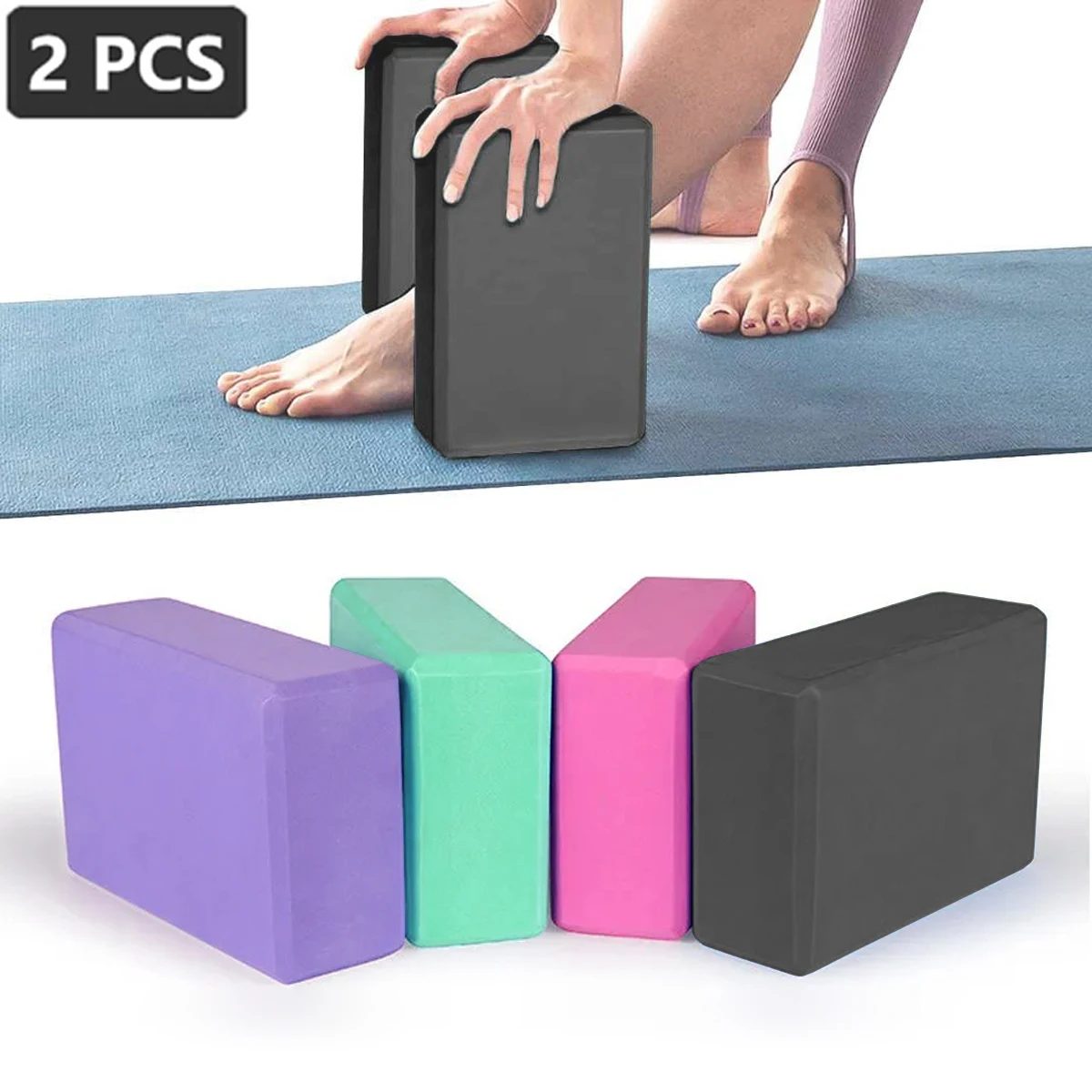 2pcs Yoga Building Blocks Cubes Pilates Bricks Reinforcement Mats Sports Yoga Supplies Exercise Home Exercise Equipment Fitness