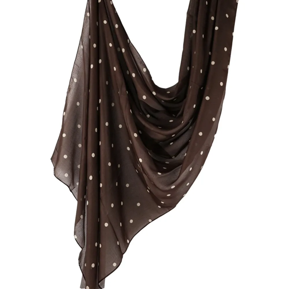 Sweet Sunscreen Polka Dot Headscarf Cotton Head Wrap Hijab Scarf Long Turban Thin Large Shawl Vacation