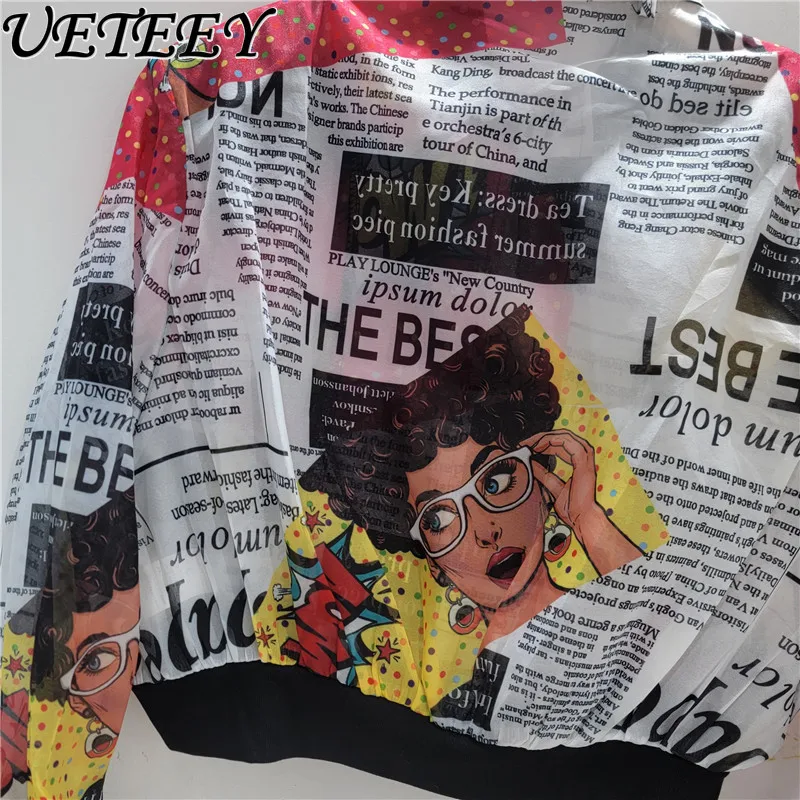 European and American Style Printing Spice Girl Retro Letter Buckle Sweet Sunscreen Jacket Women's Summer Light Short Coat