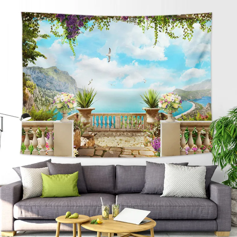 

Beach Seaview Tapestry Painting Background Wall Tapestry Hanging Painting Digital Printing Tapestry Cloth Wall Cloth Wall Decora