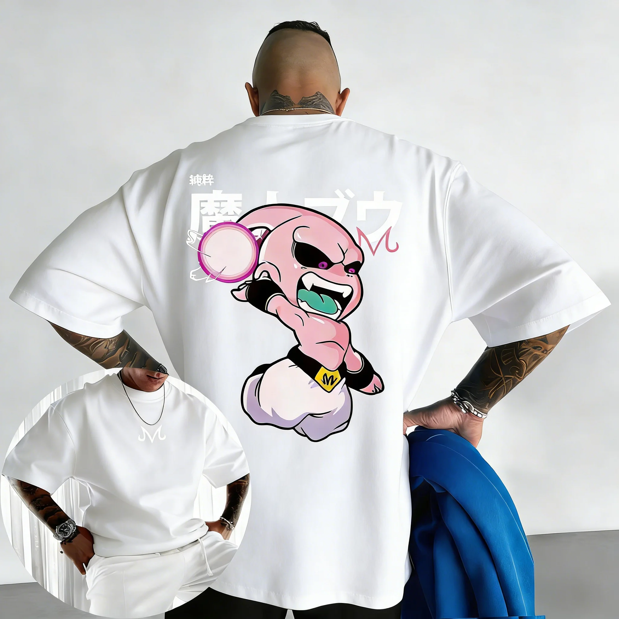 2026 New Dragon Ball Anime Cotton T-shirt Summer New Majin Buu Printed Men's and Women's Street Hip Hop Casual Short Sleeve Top image 2