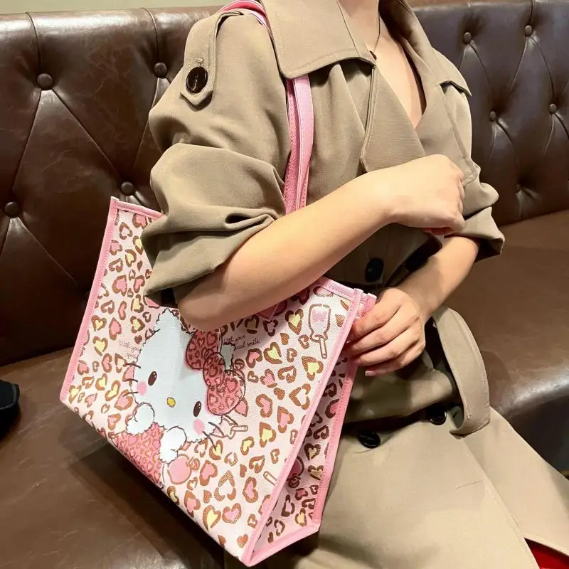 

Sanrio Pu Tote Bag Рюкзак на одно плечо Love Girl's Heart Большая вместительная сумка с принтом для женщин Дорожная сумка Аниме Рисунок
