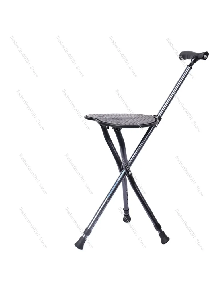 Crutch Stool Foldable and Portable with Chair Walking Stick Elderly Dual-Purpose Walking Stick Non-Slip Sitting Walking Aid