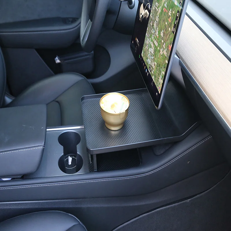 Central Control Dining Tray For Tesla Model 3 Y Car Small Table Desk Tray Drinks Holders Modification Accessories Car Black 2023