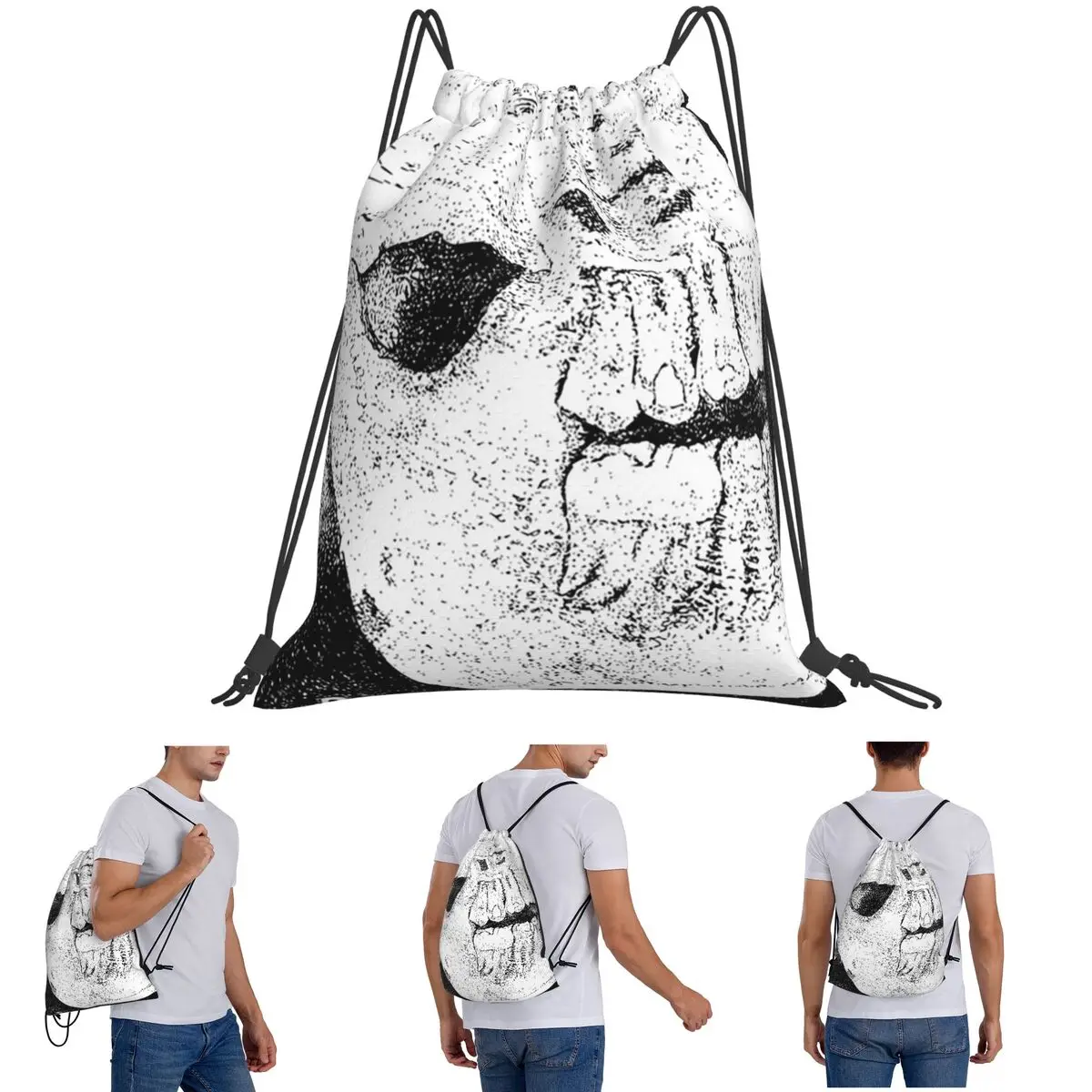 Sweet Tooth X-Ray Backpacks Portable Drawstring Bags Shoes Bag Book Bags for Travel Students