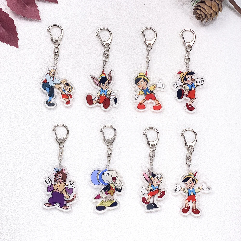 Llavero de Disney Las aventuras de Pinocho, accesorios de acrílico, colgante para llavero, decoración de mochila, 1/11 Uds.