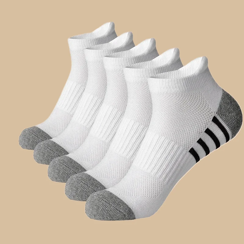 Calcetines tobilleros de malla transpirable para hombre y mujer, medias deportivas de alta calidad, de Color sólido, 10/20 algodón, 5/100% pares