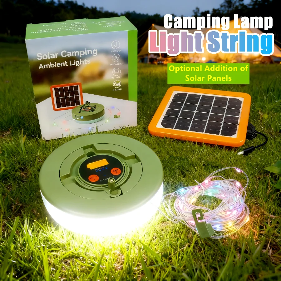 8m Portable Optional Solar Camping Light Solar Light String LED Reel Lights Outdoor USB Lamp Recyclable Garden Tent Room Decor