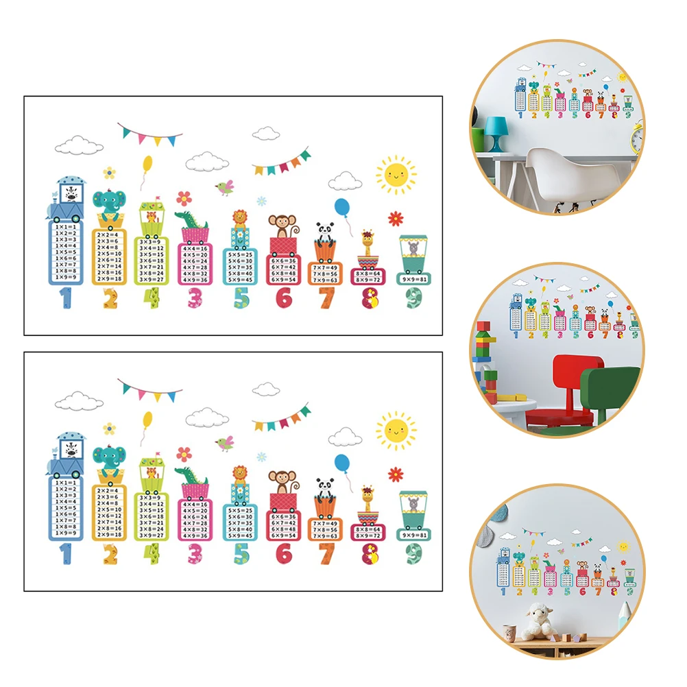 

2 Sets Multiplication Table Room Decor Pvc Decals Off Durable Educational Stickers Math Learning Multiplication