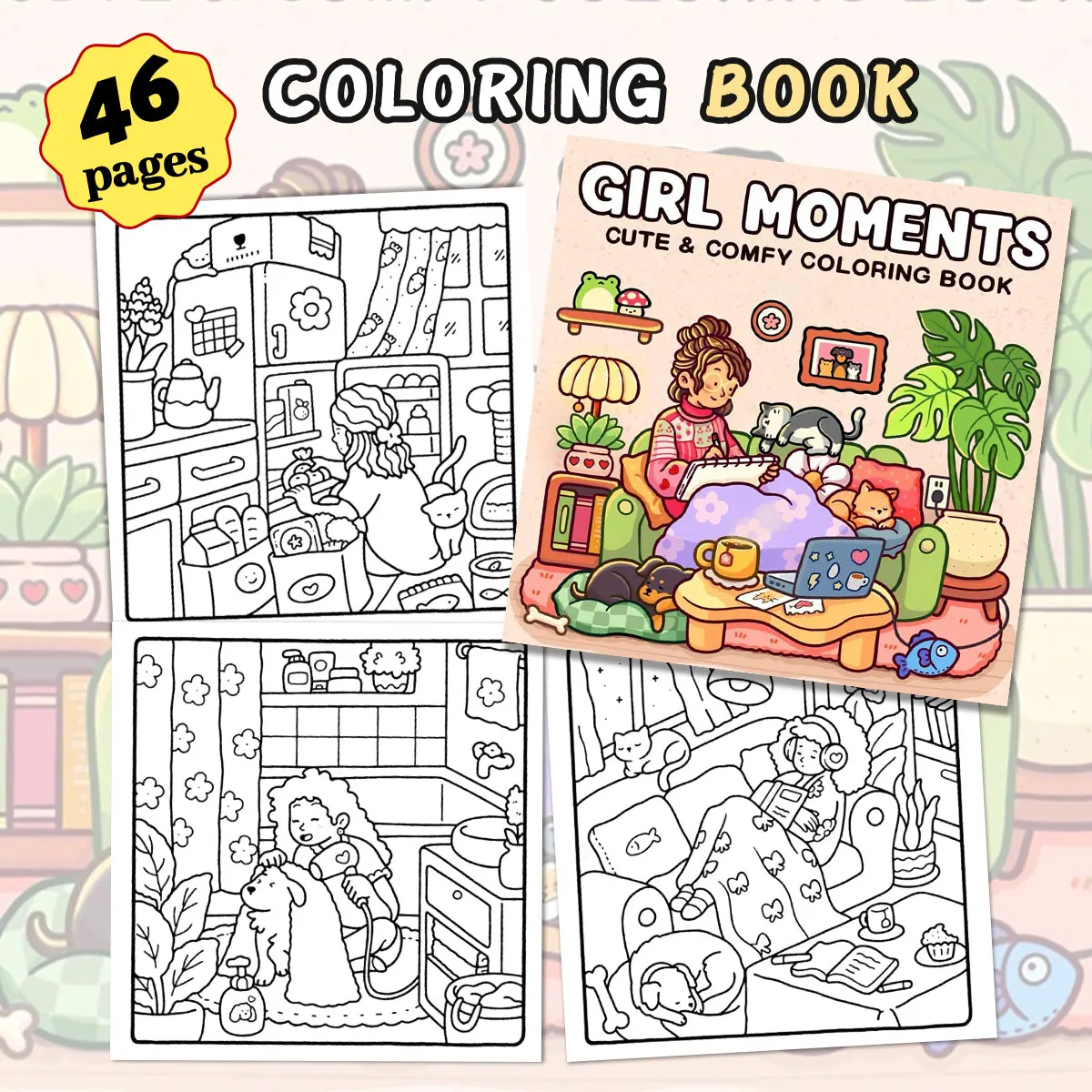 Cozy Spaces Coloring Books, Charming Scenes, Easy Coloring, For Home Parent - Child DIY, Relax, Unwind, Boost Creativity