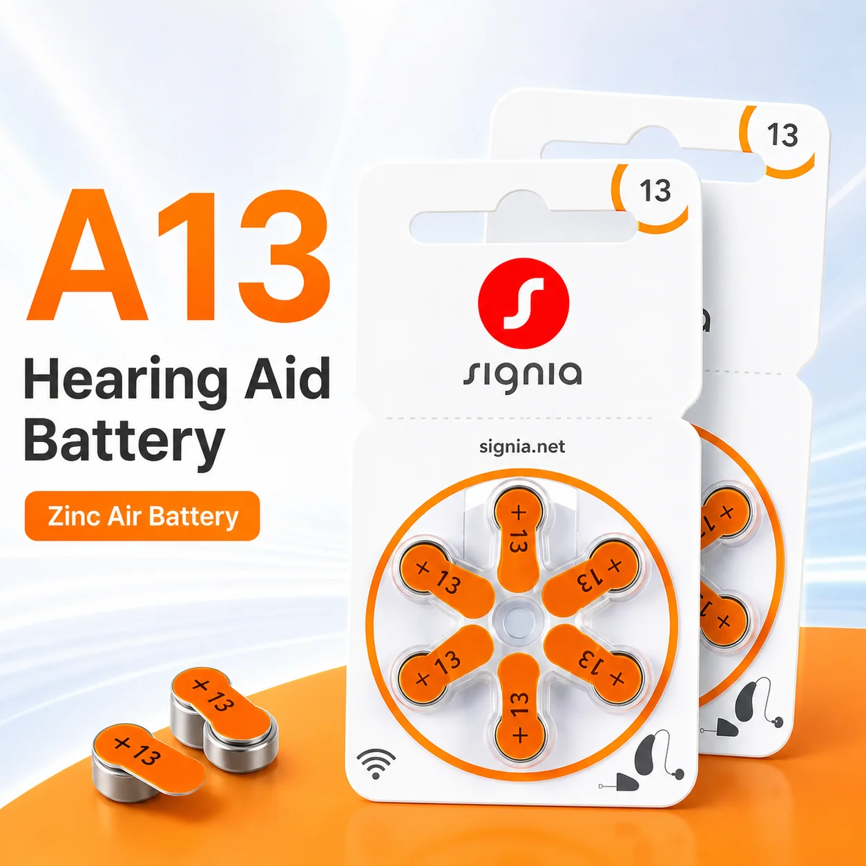 Zinc Air Hearing Aid Battery Size 13 60 Count Replacement Cells Long Tab Easy Change For Hearing Aid Battery Pack