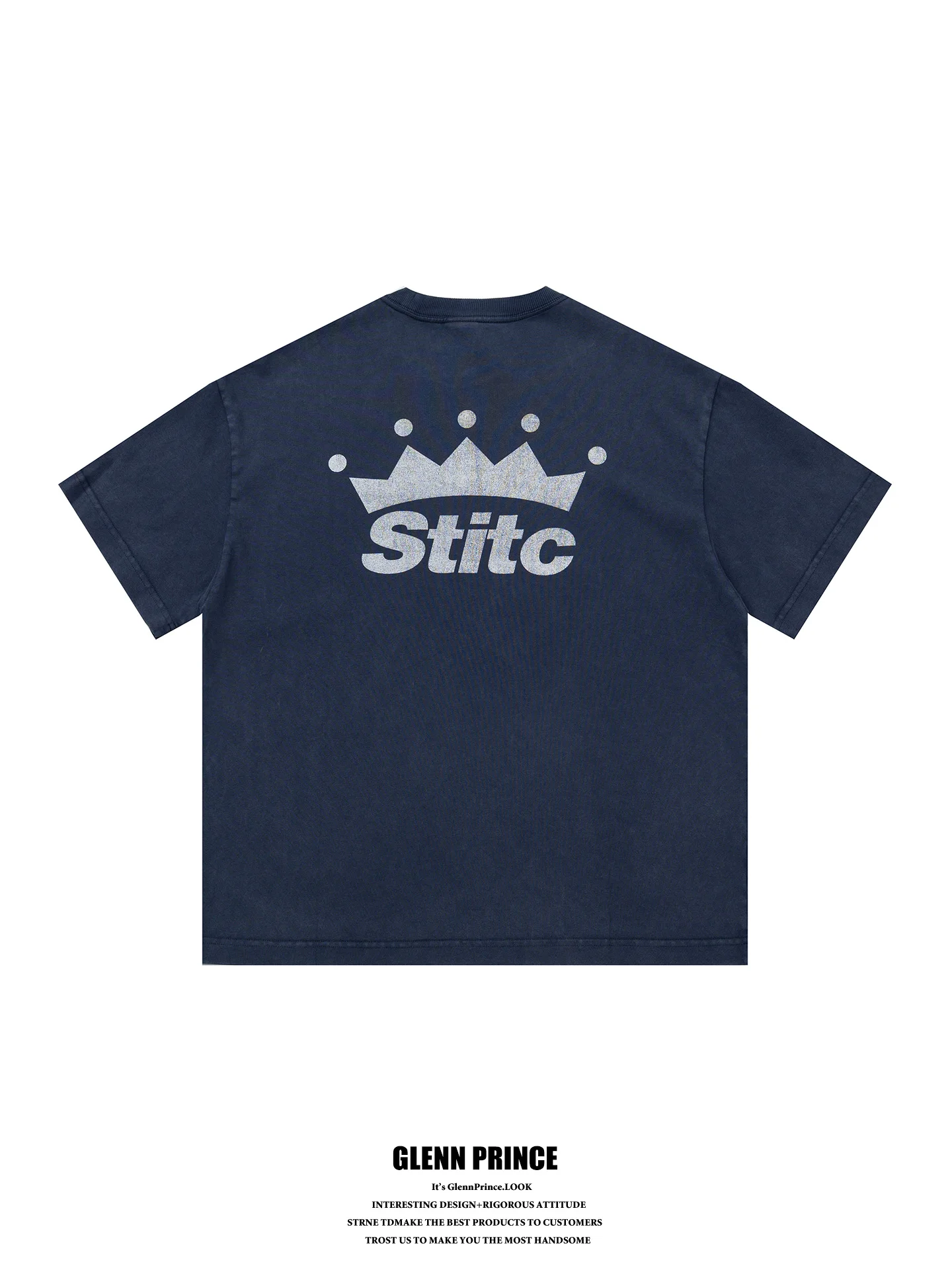 

GPstudio American Washed Style Crown Print 310g Heavyweight Short Sleeve Men's Casual Short T-shirt Youth Fashion Cotton