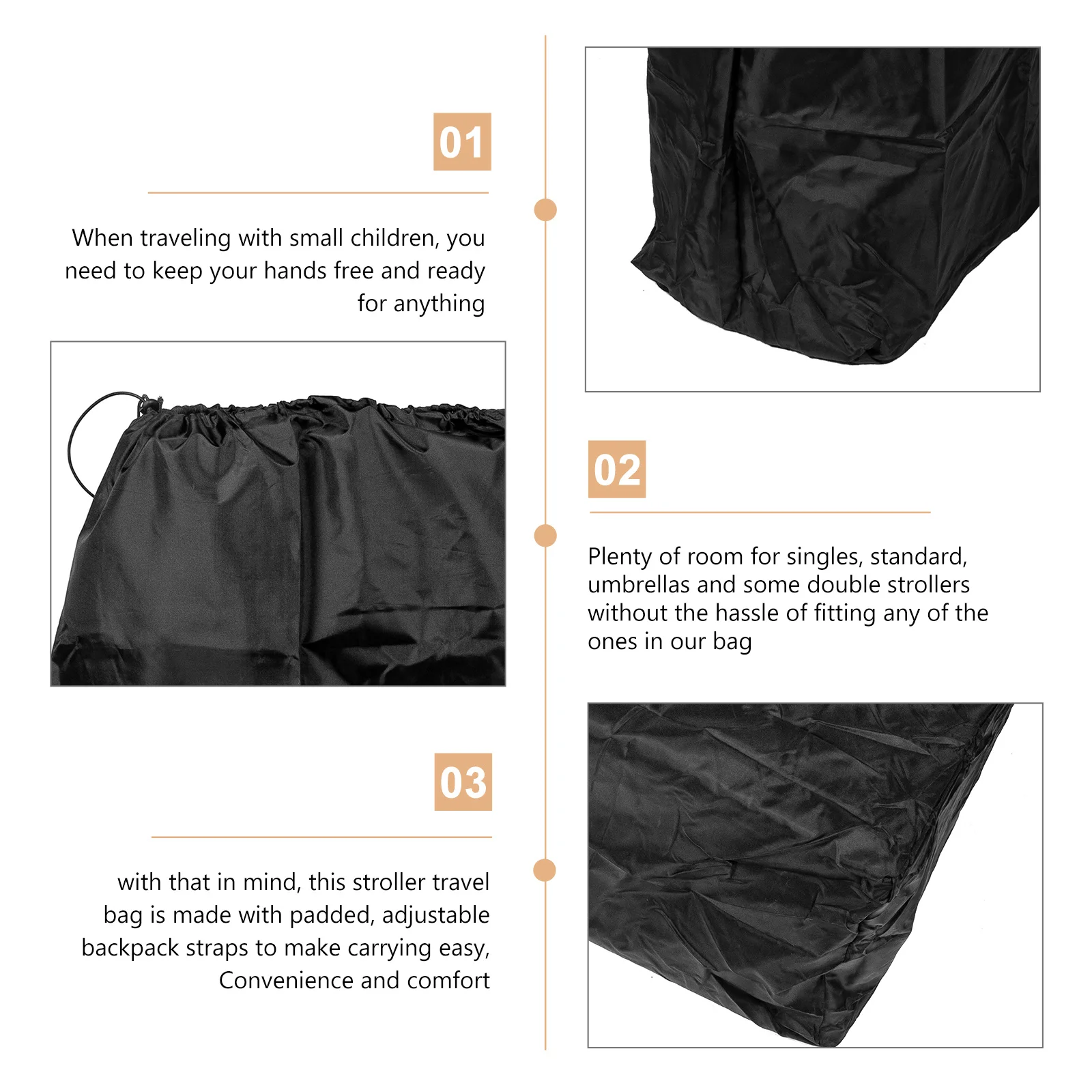 Bolsa para cochecito para viaje en avión, superficie lisa, mano de obra fina, fácil de llevar, bolsa de almacenamiento para comprobar, funda para cochecito de viaje