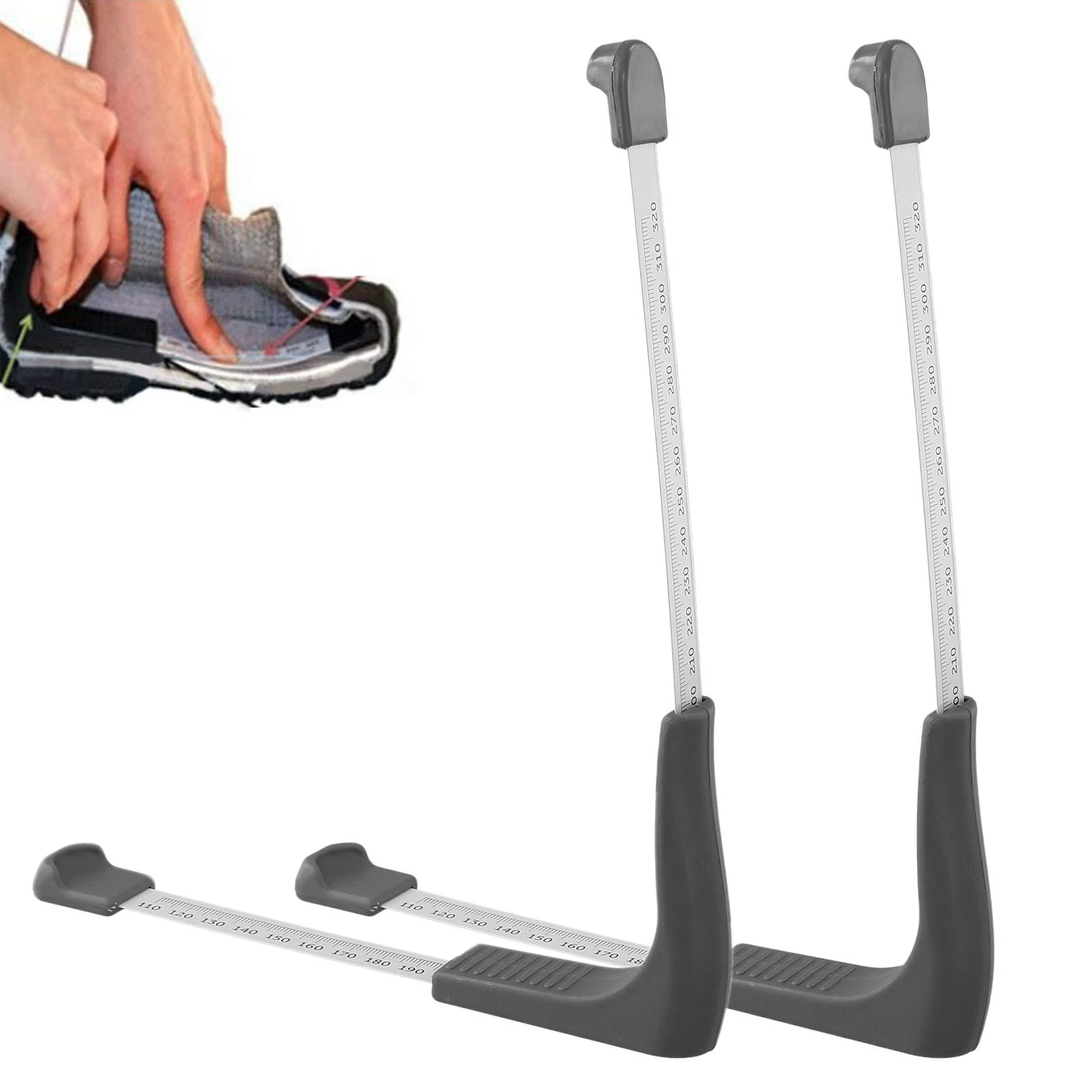 2pcs 110-320mm Shoe Measurer Foot Gauge Adult  Shoes Size Measure Ruler Tool Teleskopic Shoe Measuring Device