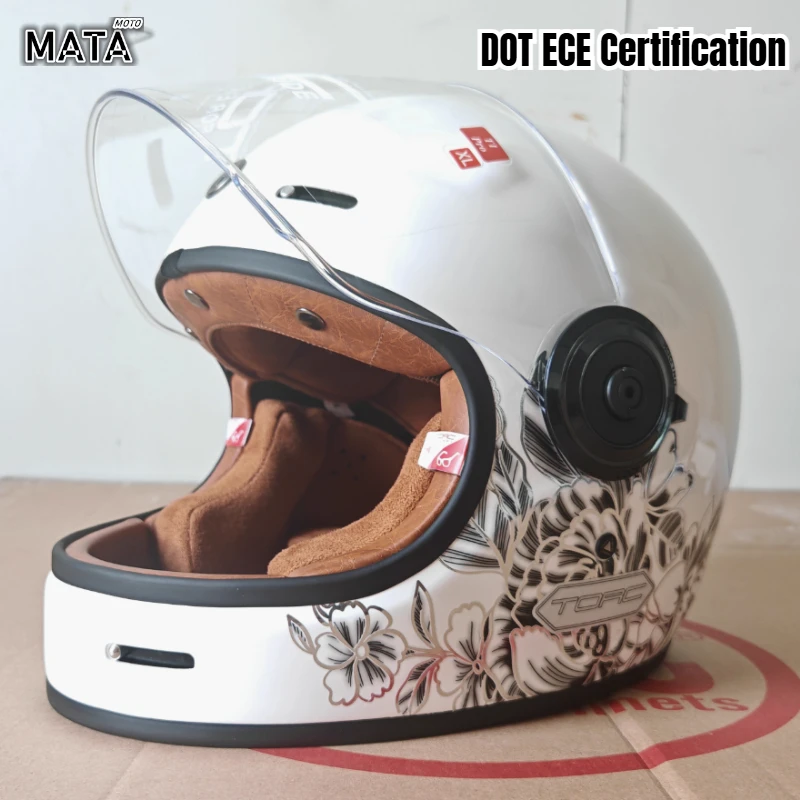 

Torc Motorycle Riding Vintage Helmet Motocross Full Face Helmet Cover Retro Helmet Men Motorbike Personality Cool Locomotive ECE