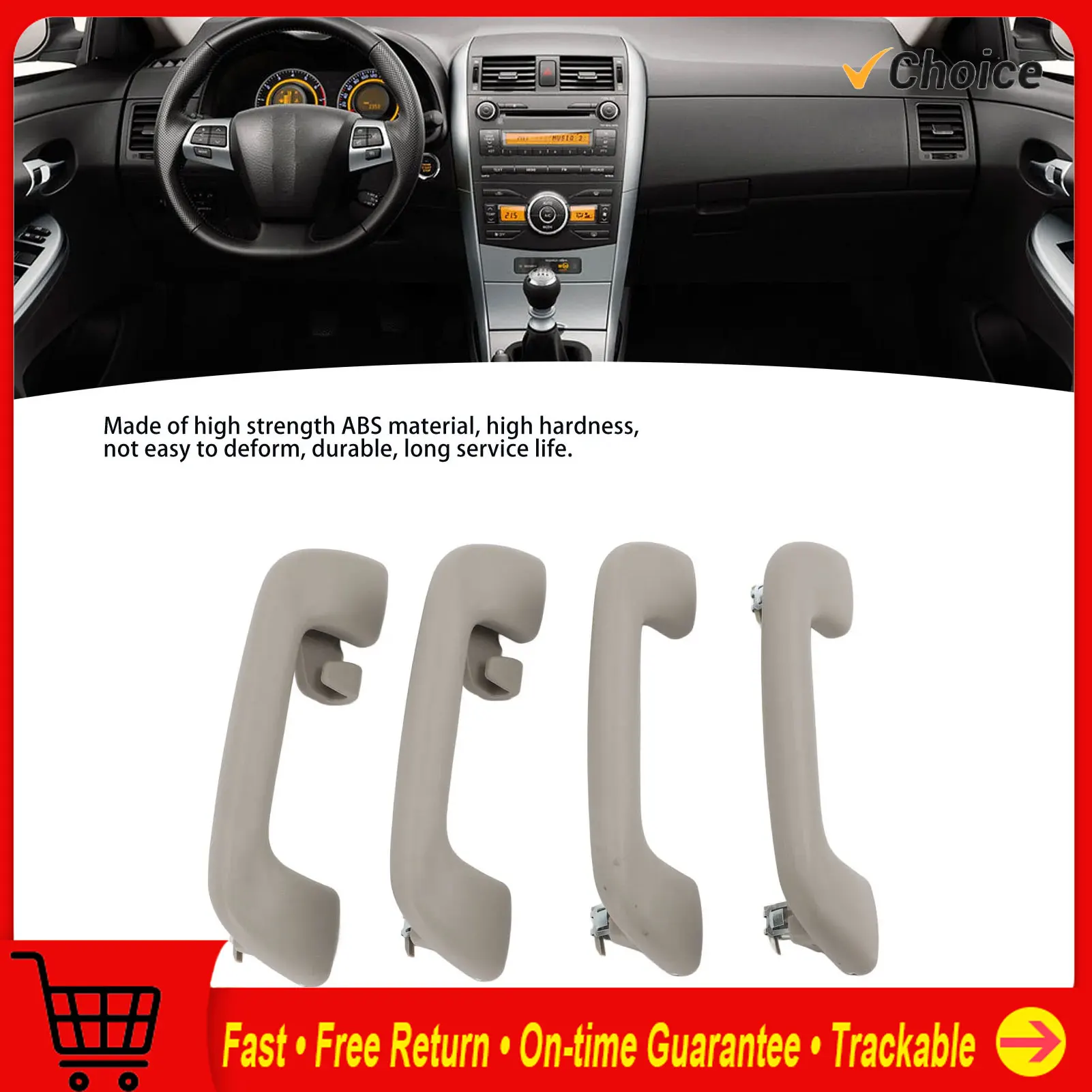 

4Pcs Interior Pull Roof Grab Handle ABS Auto Roof Pull Handle Comfortable Grip Replacement for Corolla 2007-2013 Car Accessorie
