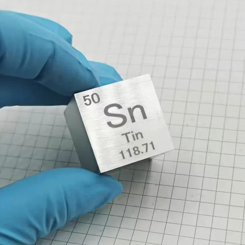 High-Purity Sn99.99% Metallic Tin Cube Periodic Phenotype One-Inch Customizable Size for Educational And Scientific Use