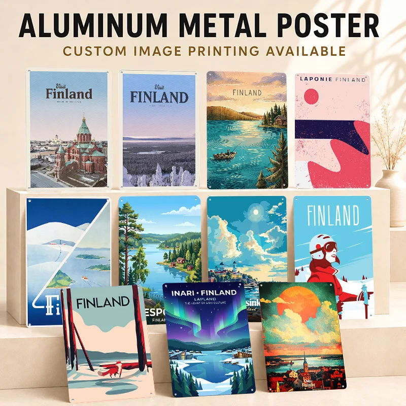 Finland Printed Posters Personalized Metal Sign Architectural Journey Tribute Wall Art For Hallway Workspace And City Admirers