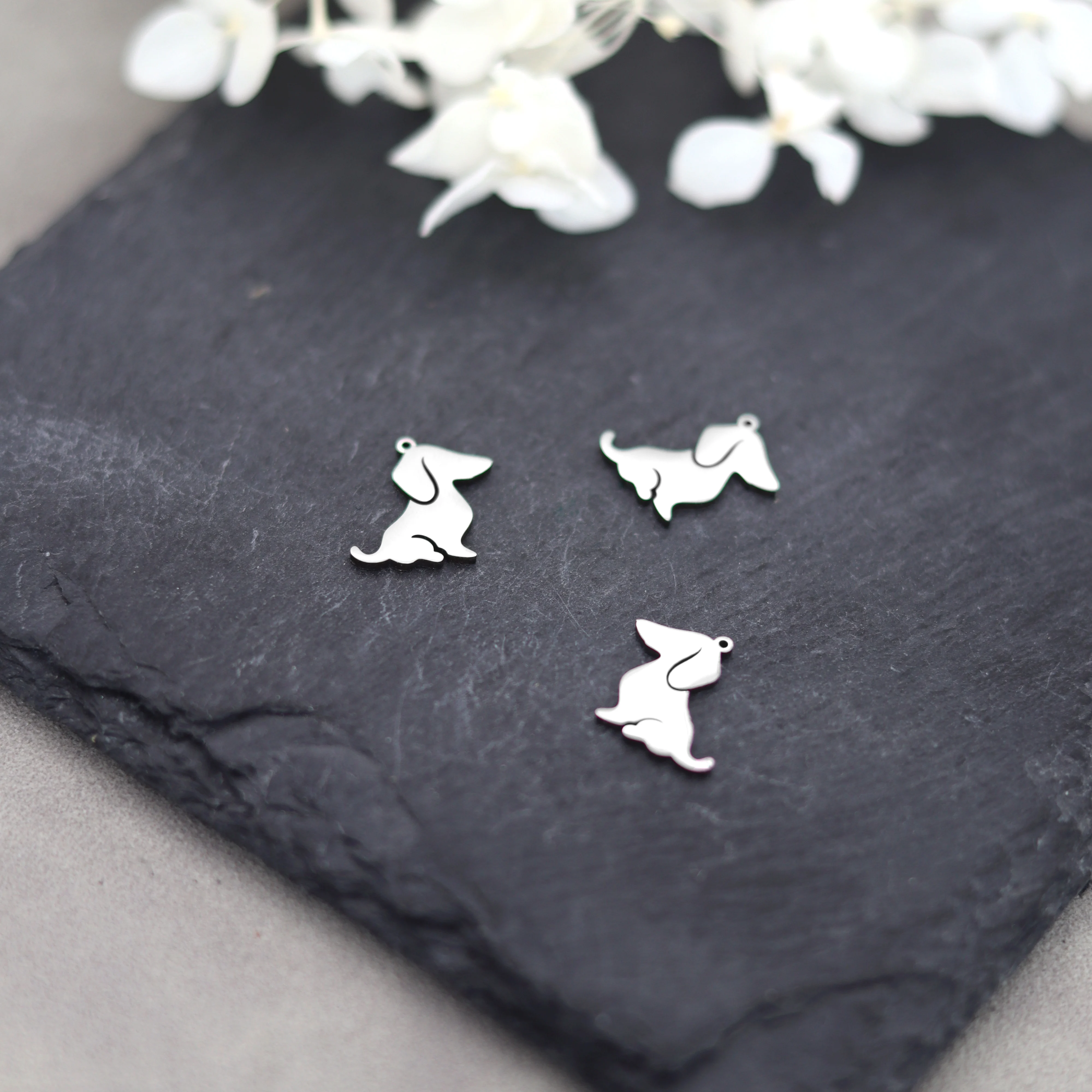 3pcs Cute Fun Quirky Dachshund Stainless Steel Pendant Charms for Jewelry Making Bracelets Earrings Women Craft diy Accessories