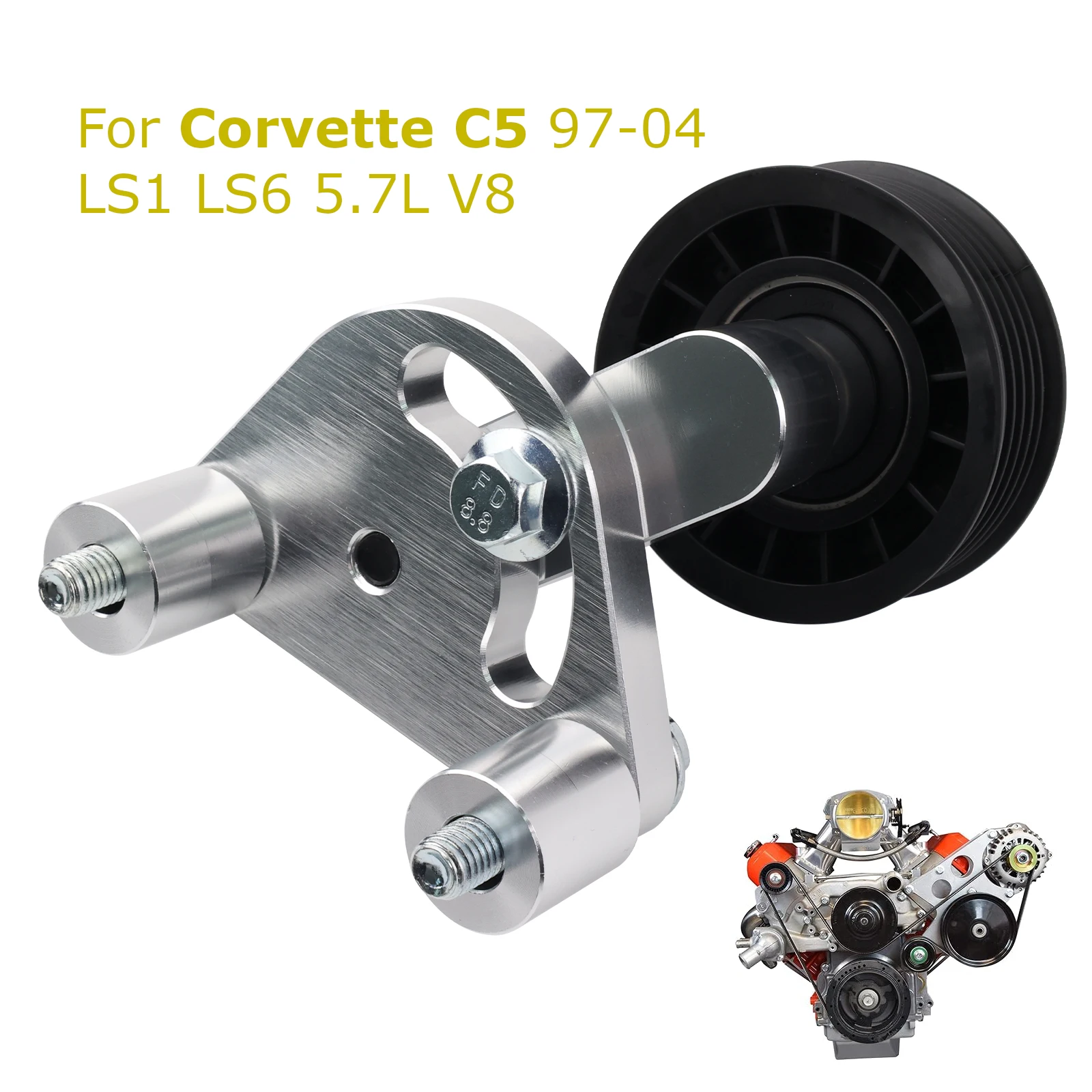 

Manual Belt Tensioner with Pulley Billet Aluminum for 1997-2004 Chevrolet Corvette C5 LS1/LS6 5.7L V8 Engine Replacement