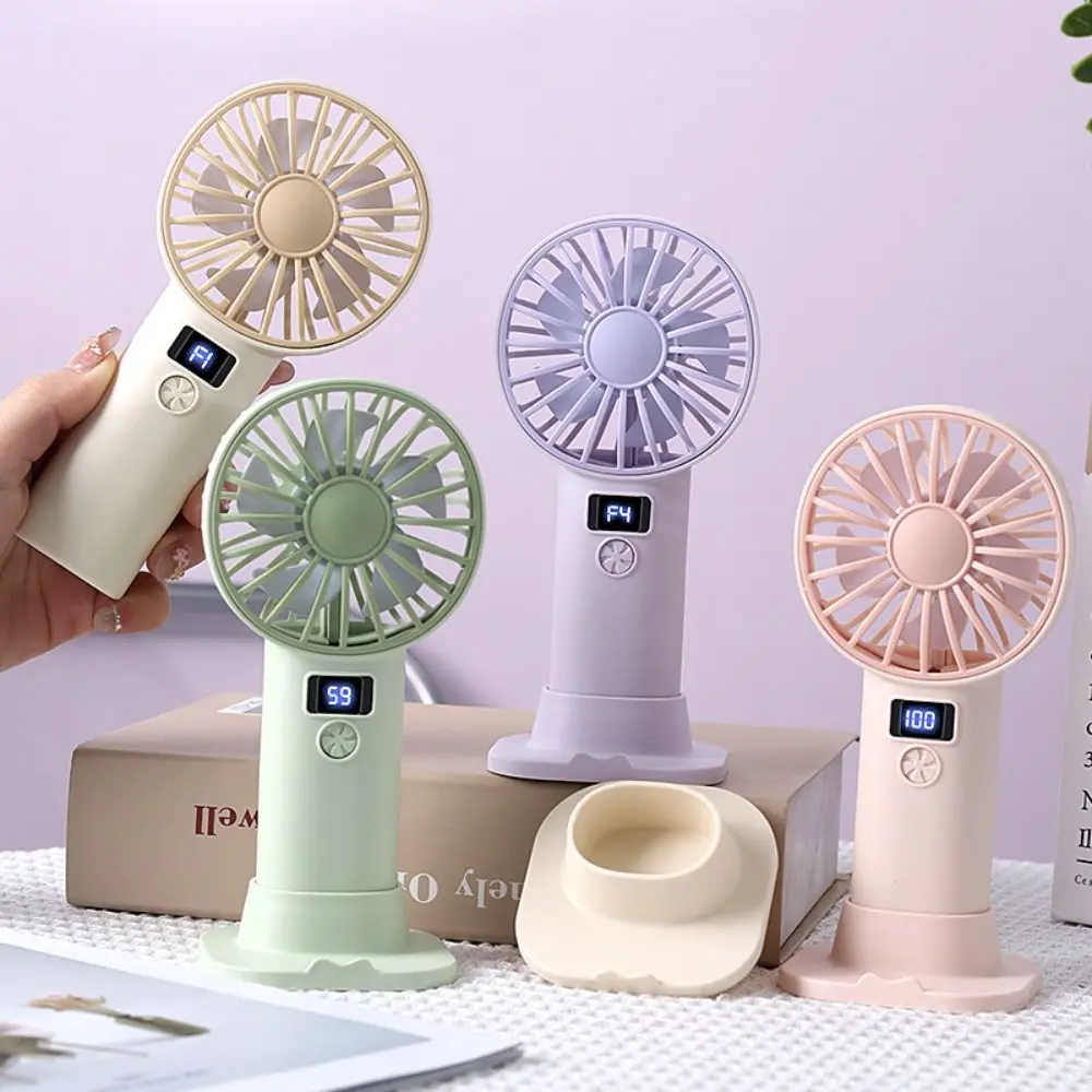 Mini Size Digital Display Fan Compact Lightweight Handheld Mini Fan Practical Design Stable Base Portable Desktop Fan Daily Use