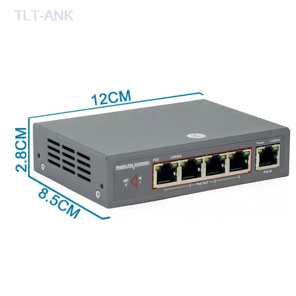 60W 4 Poort Poe Extender Gigabit Power Over Ethernet Switch