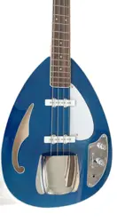 Custom 4 String Electric Bass Guitar Blue Semi Hollow Body Flame Maple Top,Sutiable for beginners and professionals