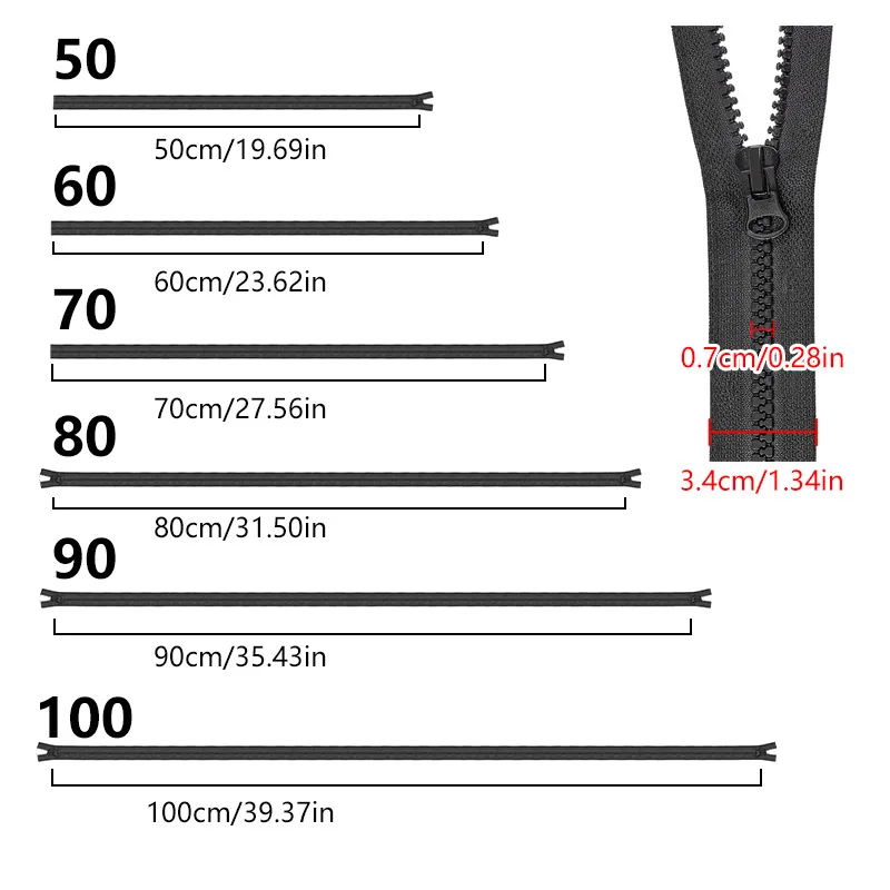 1PC 50-100cm 8# Resin Zipper Single Double Sliders Zipper Open-End Zip DIY Sewing Garment Accessories