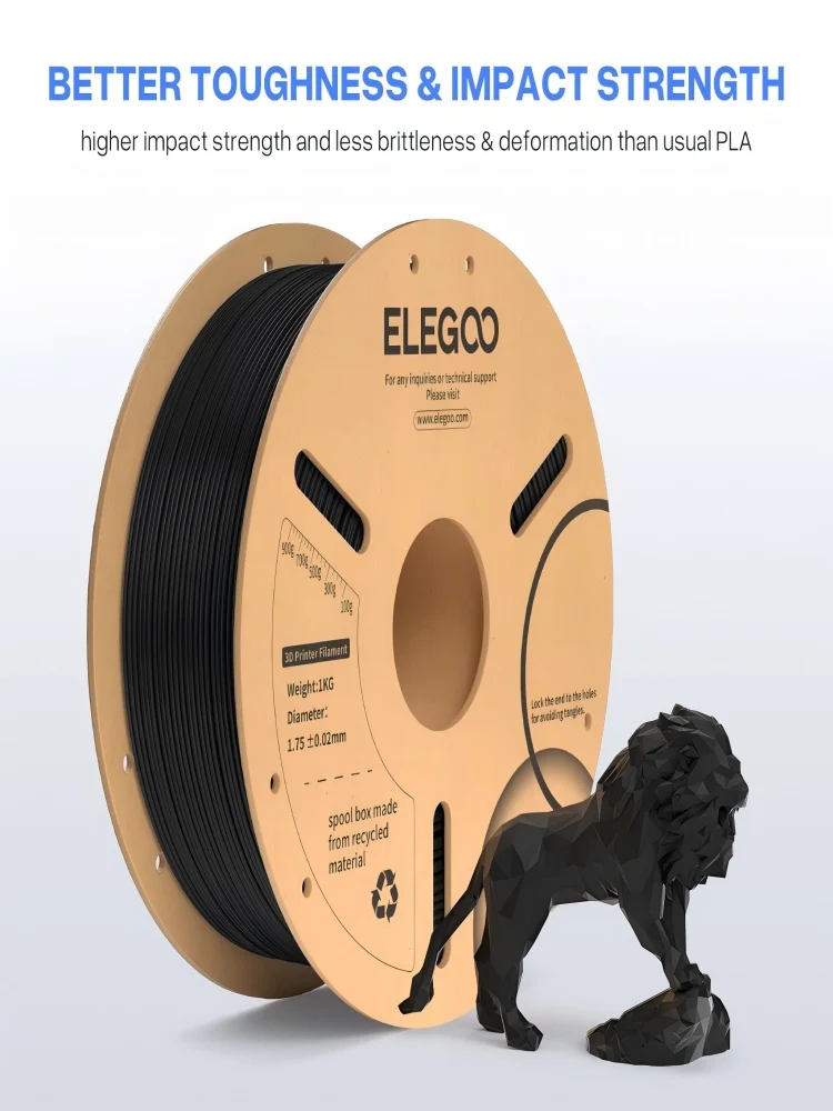ELEGOO ASA Filament 1,75mm 1KG, UV- und Witterungsbeständiges 3D-Drucker-Filament Perfekt für Funktionale Außenteile 1KG Schwarz Weiß