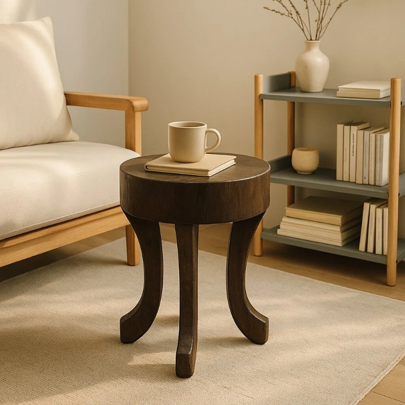 

Wabi-Sabi Minimalist Solid Wood Octopus Side Table Artistic Small Bench Bedside Low Coffee Table Home Furniture Decor