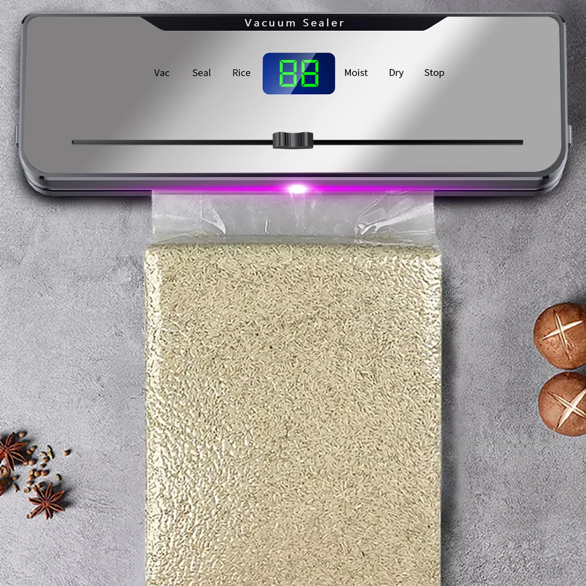 Electric Vacuum Sealer Dry/Wet Food Sealed Packaging Built-in Cutter Packaging Machine Kitchen Home Smart Food Bag Seal Machine